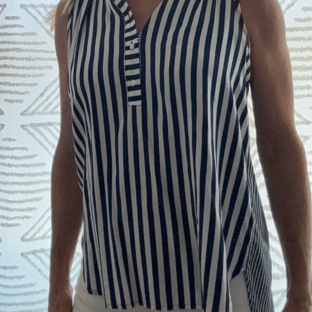 Men's Black and White Striped Shirt